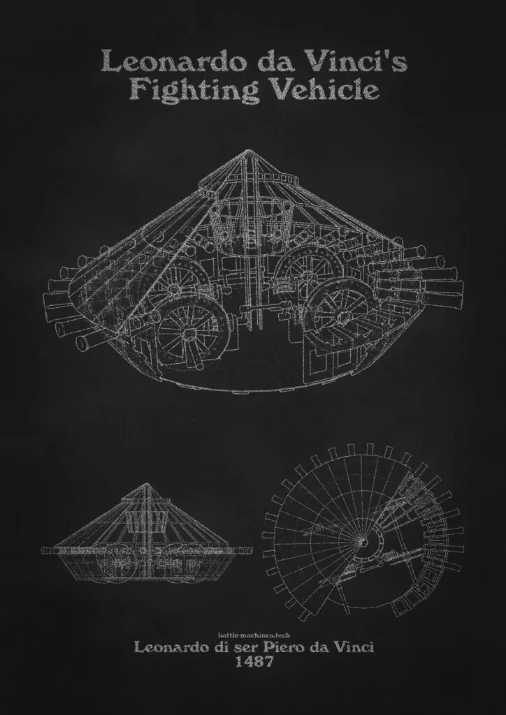Da Vincis Fighting Vehicle Patent Black Printable