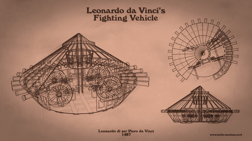 Da Vincis Fighting Vehicle Patent Sephia Wallpaper
