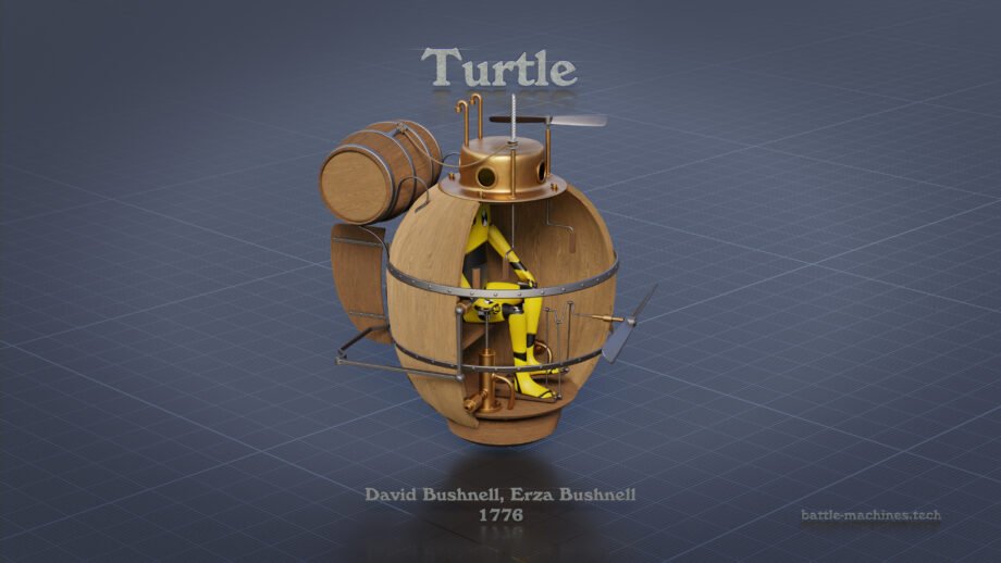 Turtle Submarine 1st Submarine Attack Ever Visualized Battle