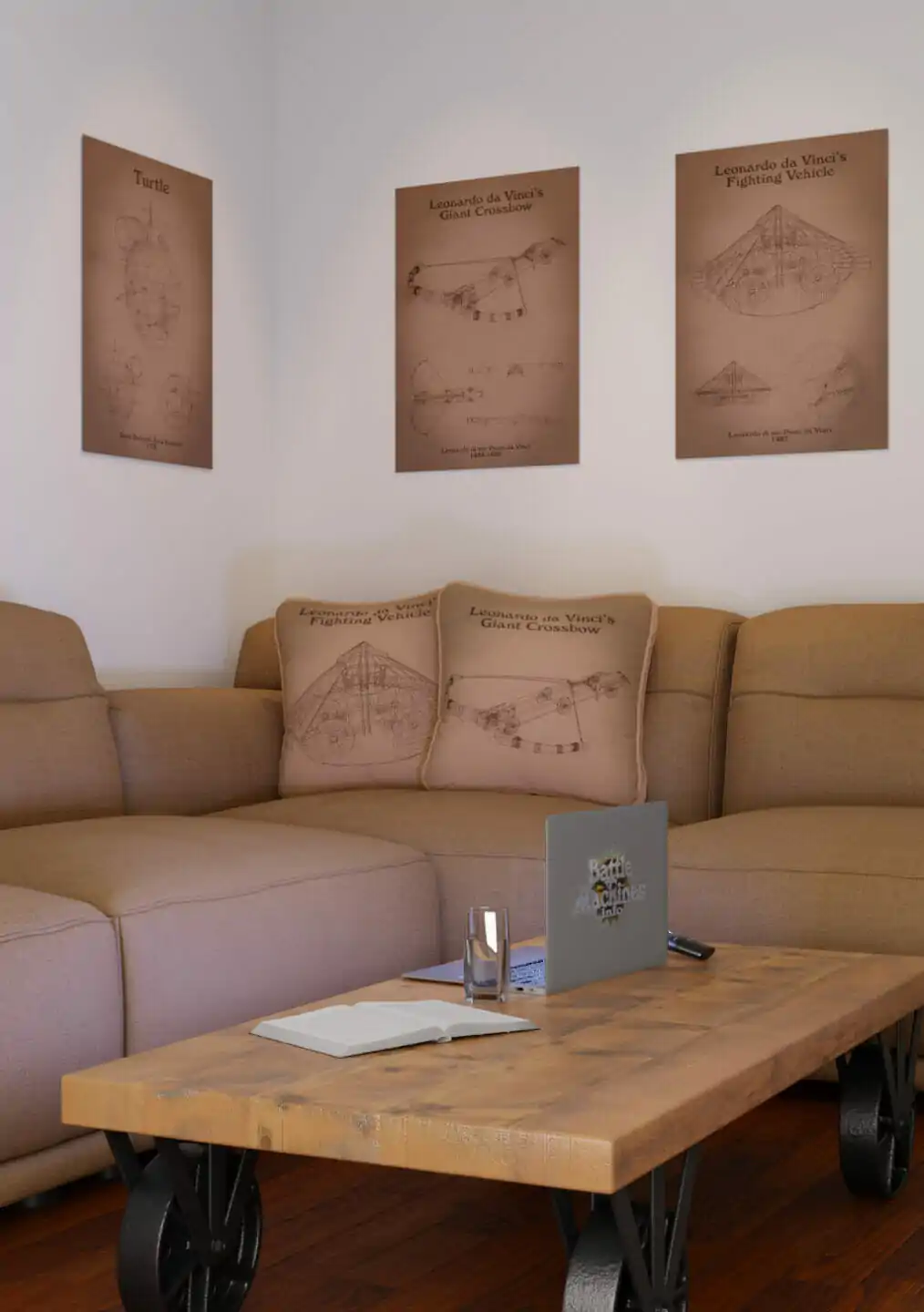 Battle Machines -Artworks interior visualisations living room brown