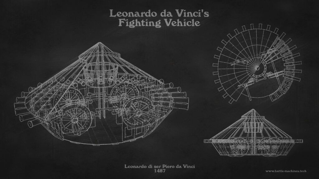 Da Vincis Fighting Vehicle Patent Black Wallpaper